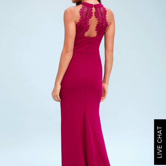 JOELLA BERRY RED LACE HALTER MAXI DRESS - Picture 4 of 6
